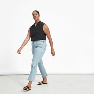 Everlane The Clean Silk Relaxed Sleeveless Shirt Black Base - Size 14
